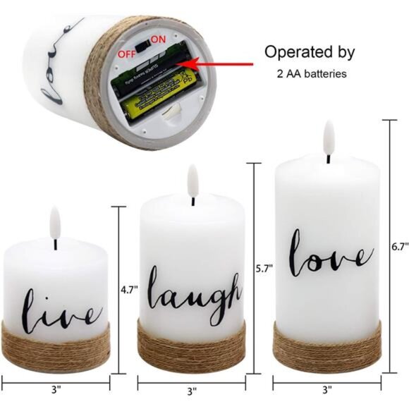 Battery Flameless Candles with 10-Key Remote Timer, Real Wax Pillar LED Candles - Picture 5 of 6